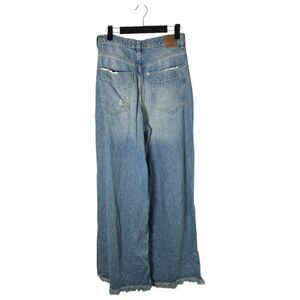Free People We the Free Old West Slouchy Relaxed Distressed Holes Raw Jeans 27
